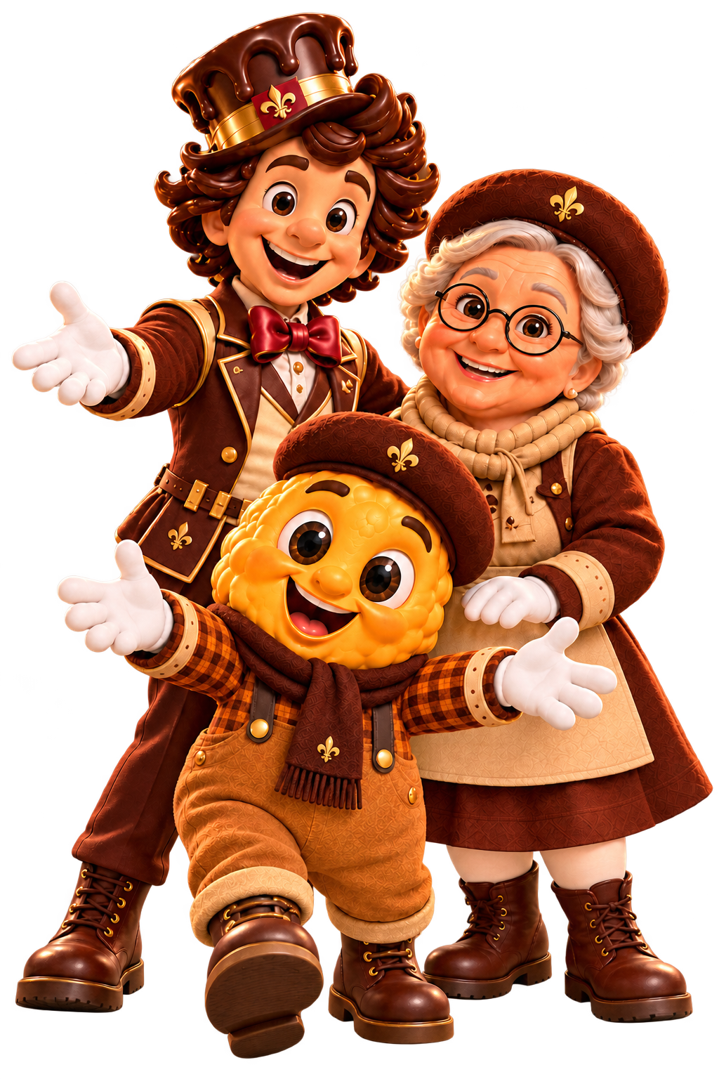 Dona Bel, Popito e Chicolate, personagens do universo PopHaus